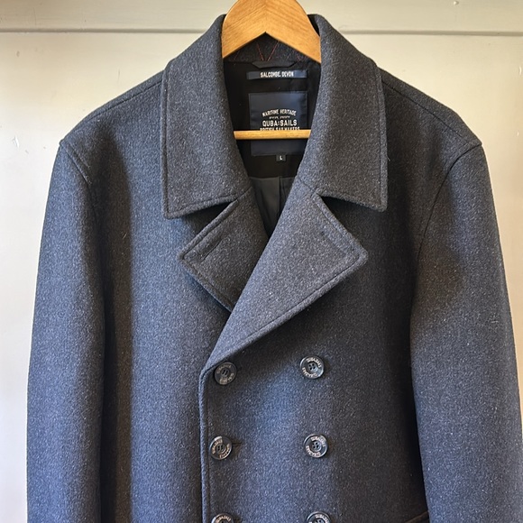 Quba & Co. British maritime heritage wool blend double breasted tailored peacoat - Picture 2 of 14